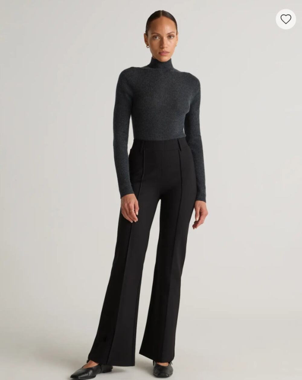 NWT Quince Ultra Stretch Ponte Flare Leg Pants Black M 30 Inseam